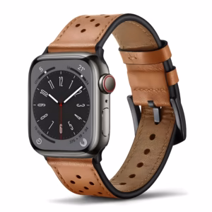Bracelet Apple Watch en Cuir Lisse Style Sport Perforé - EzStrap - Noir