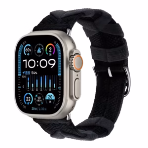 Bracelet Apple Watch Hermès Double Tour Nylon Tricoté - EzStrap - Vert/Rouge