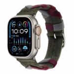 Bracelet Apple Watch Hermès Double Tour Nylon Tricoté - EzStrap - Vert/Rouge
