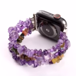 Bracelet Apple Watch Pierres Naturelles Design Multirangs - EzStrap - Violet/Multicolore